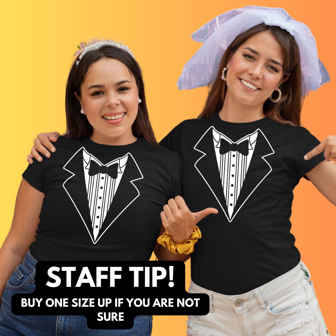 Ladies Funny Tuxedo T-Shirt Black Bowtie & Rose