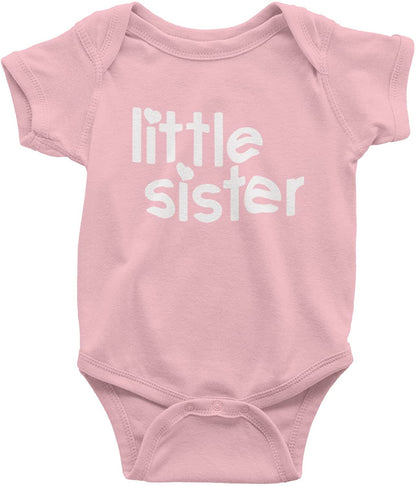 Little Sister Newborn Announcement Baby Gift Bodysuit (Pink)