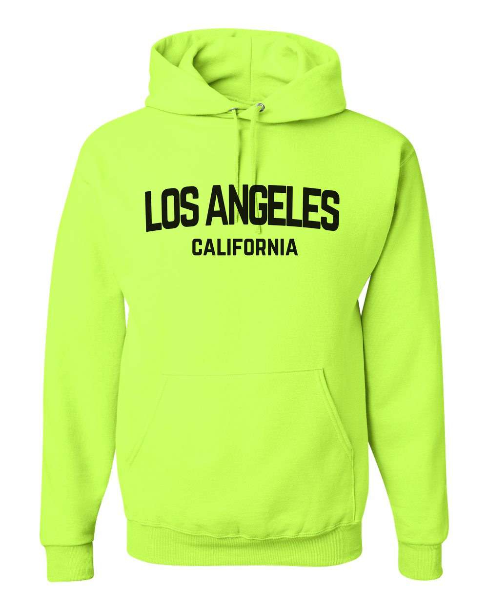 Los Angeles California Retro Black Design Custom Hoodie Safety Green