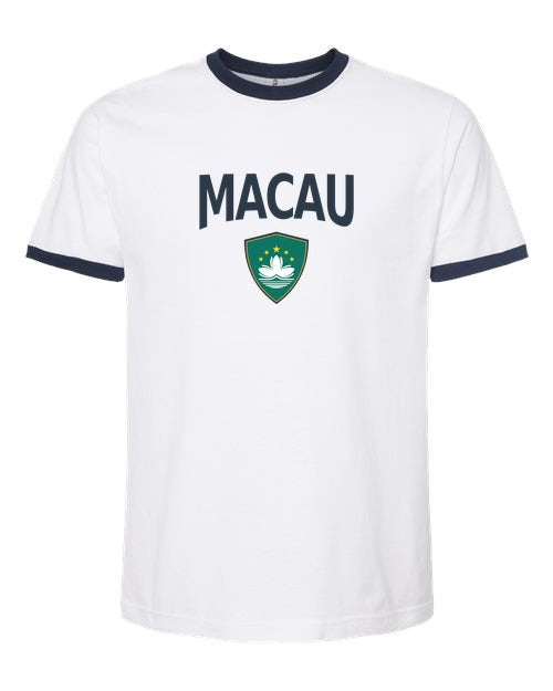 Macau Arched Crest Soccer Ringer Tee — NYC Factory