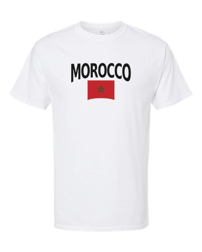 Morocco Soccer Tee 2026 — Classic Name & Flag | NYC Factory - White