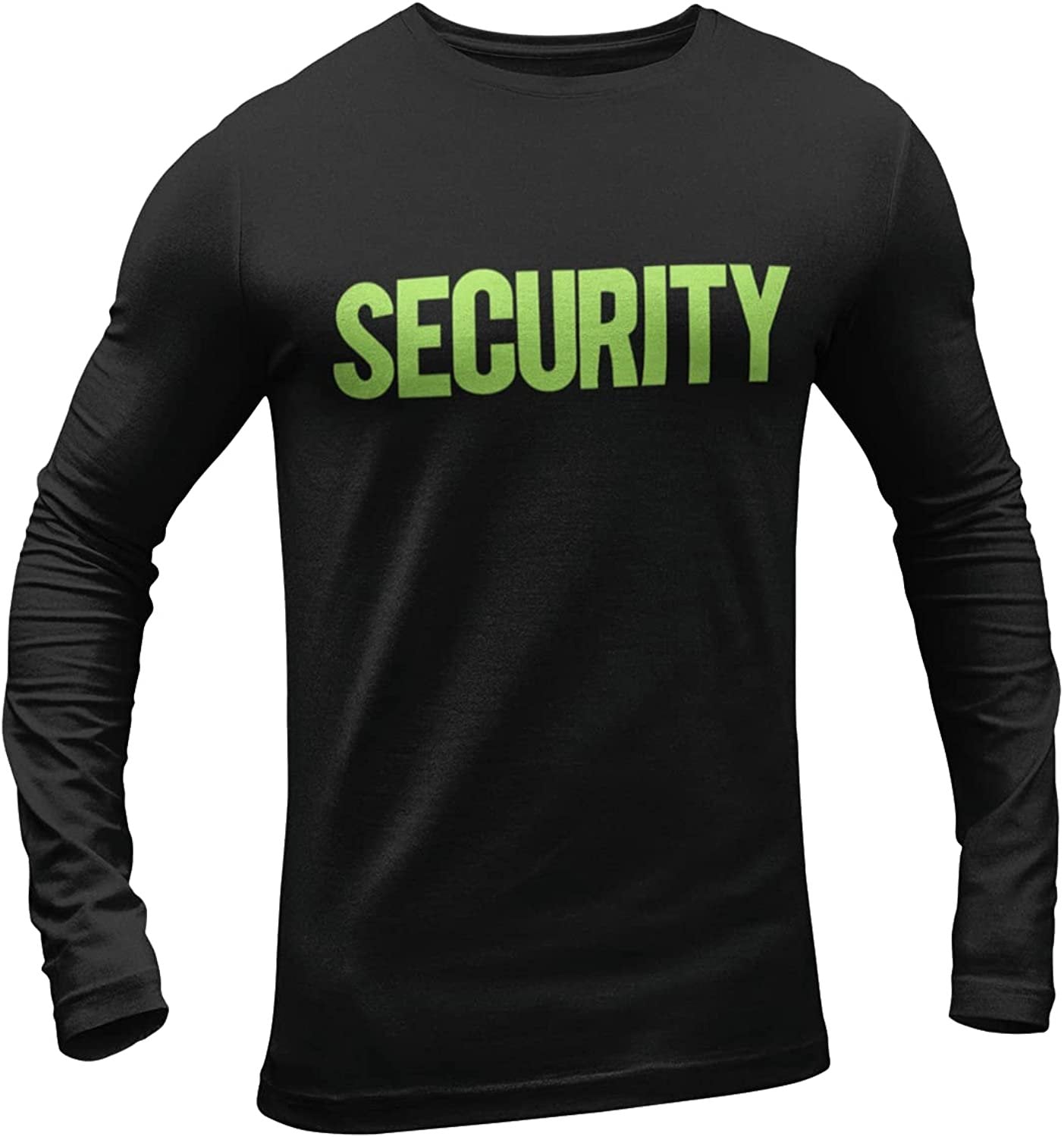 Men's Long Sleeve Security T-Shirt (Black / Neon , Solid Design)