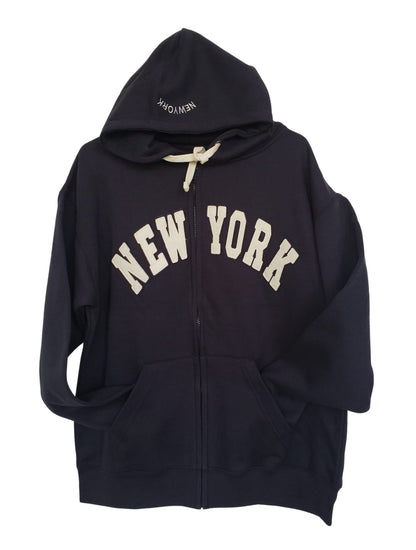 Men's New York City Zippered Hoodie Sweatshirt Black Navy Pink Retro Style