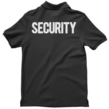 Mens Security Polo Shirt Front Back Print (Solid, Charcoal & Neon)