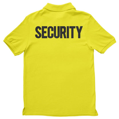 Mens Security Polo Shirt Front Back Print (Solid, Charcoal & Neon)