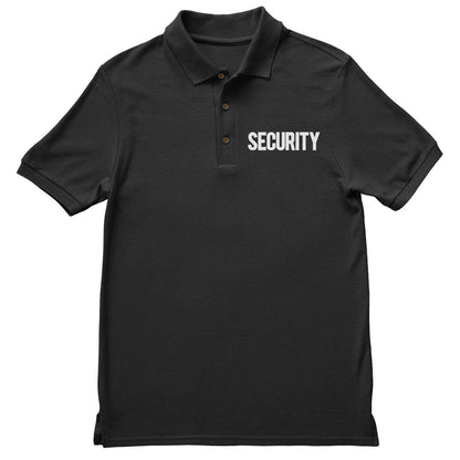 Mens Security Polo Shirt Front Back Print (Solid, Charcoal & Neon)