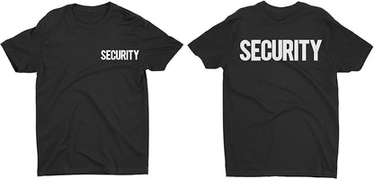 Men's Security Short Sleeve T-Shirt (Chest & Back Print, Black/White)