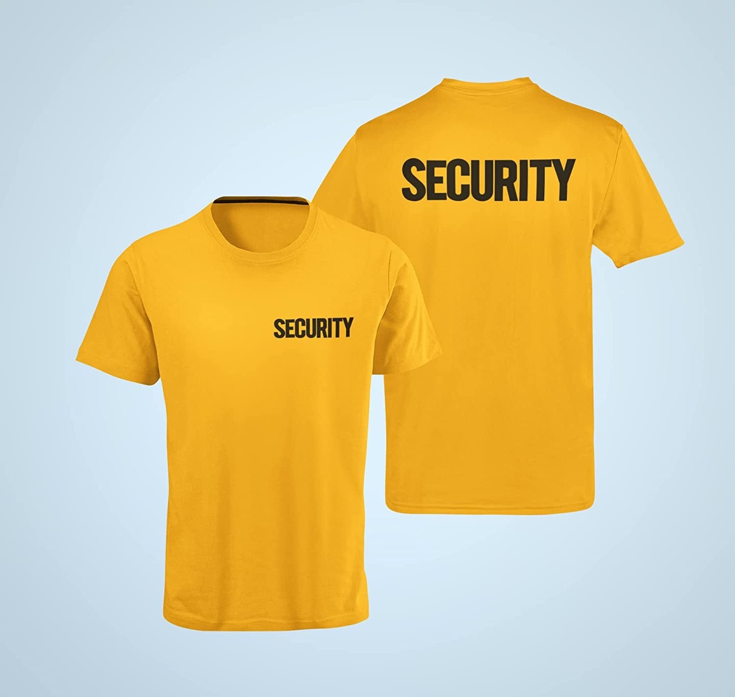 Men's Security T-Shirt (Chest & Back Print, Gold / Black)