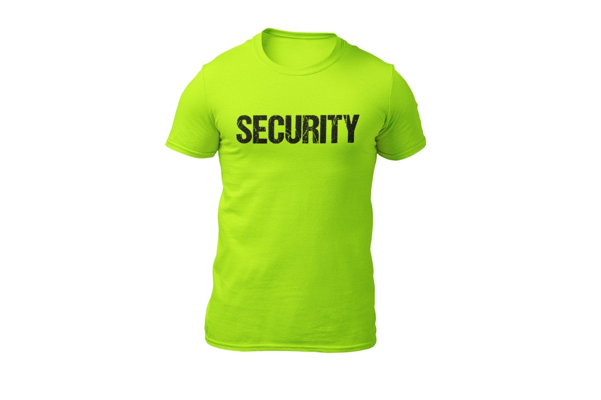 Men's Security T-Shirt (Distressed Design, Safety Green / Black)