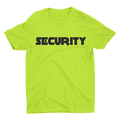 Men's Security T-Shirt Front & Back Screen Printed (Safety Green-Black)