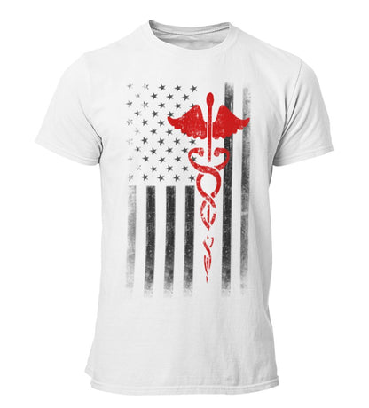 Men's USA Flag Tee EMT Nurses Patriot Vintage T-Shirt