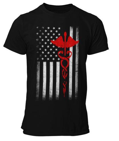 Men's USA Flag Tee EMT Nurses Patriot Vintage T-Shirt