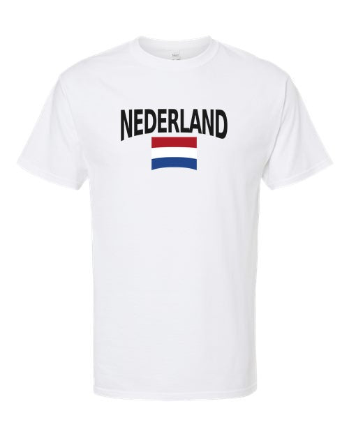 Netherlands Soccer Tee 2026 — Classic Name & Flag | NYC Factory - White