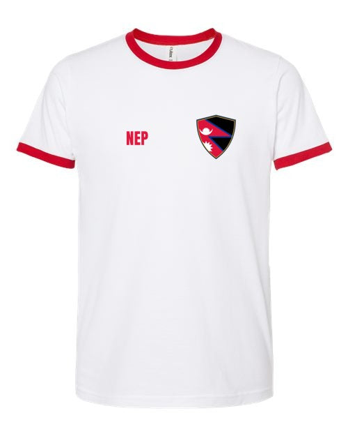 Nepal Soccer Ringer Tee — Retro National Crest | NYC Factory