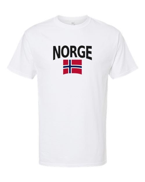 Norway Soccer Tee 2026 — Classic Name & Flag | NYC Factory - White