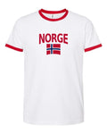 Norway Soccer Ringer Tee 2026 — Classic Name & Flag | NYC Factory