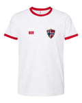 Norway Soccer Ringer Tee 2026 — Retro National Crest | NYC Factory