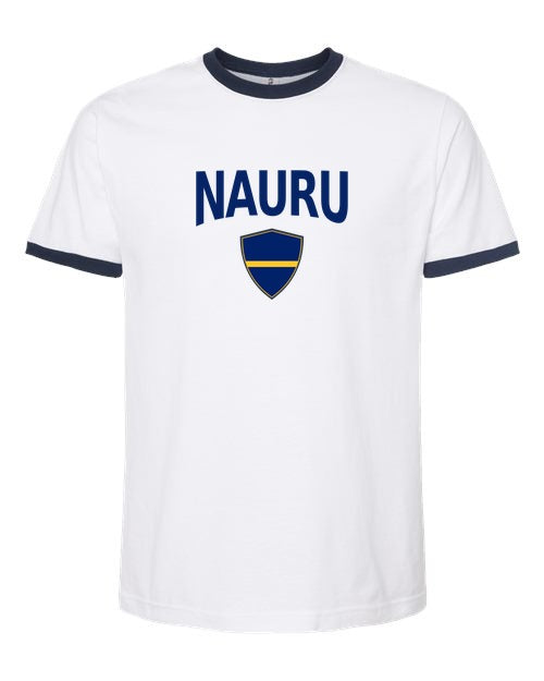 Nauru Arched Crest Soccer Ringer Tee — NYC Factory
