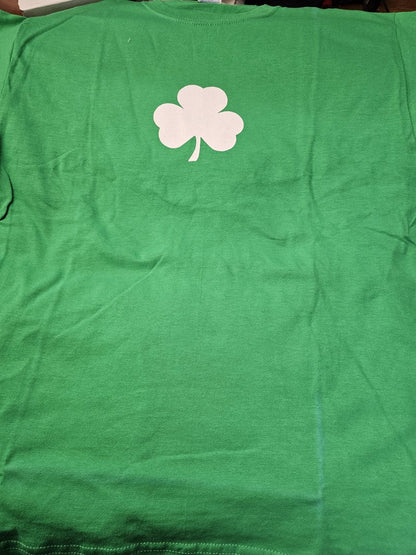 NYC FACTORY USA Screen Printed Shamrock Youth T-Shirt Distressed Tee Kids Irish Green