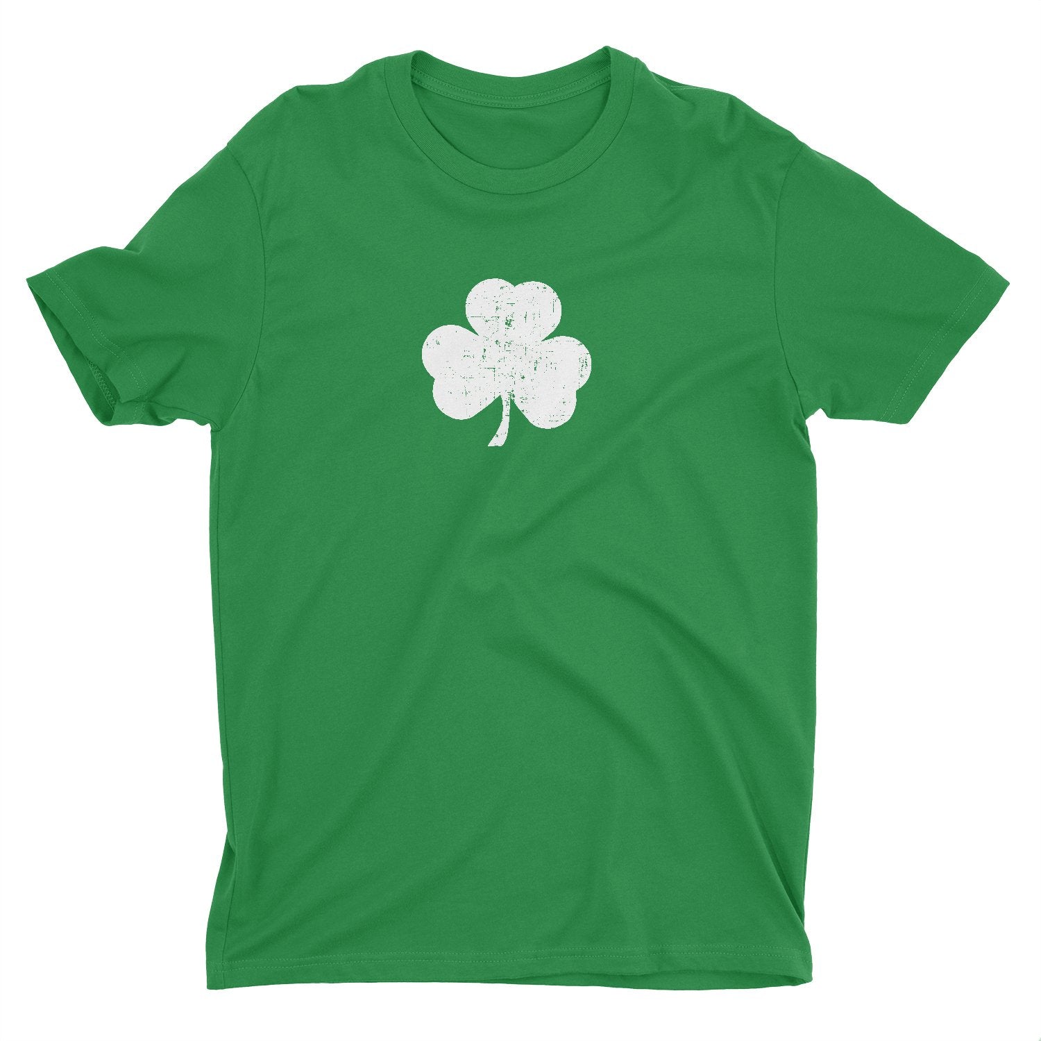 NYC FACTORY USA Screen Printed Shamrock Youth T-Shirt Distressed Tee Kids Irish Green