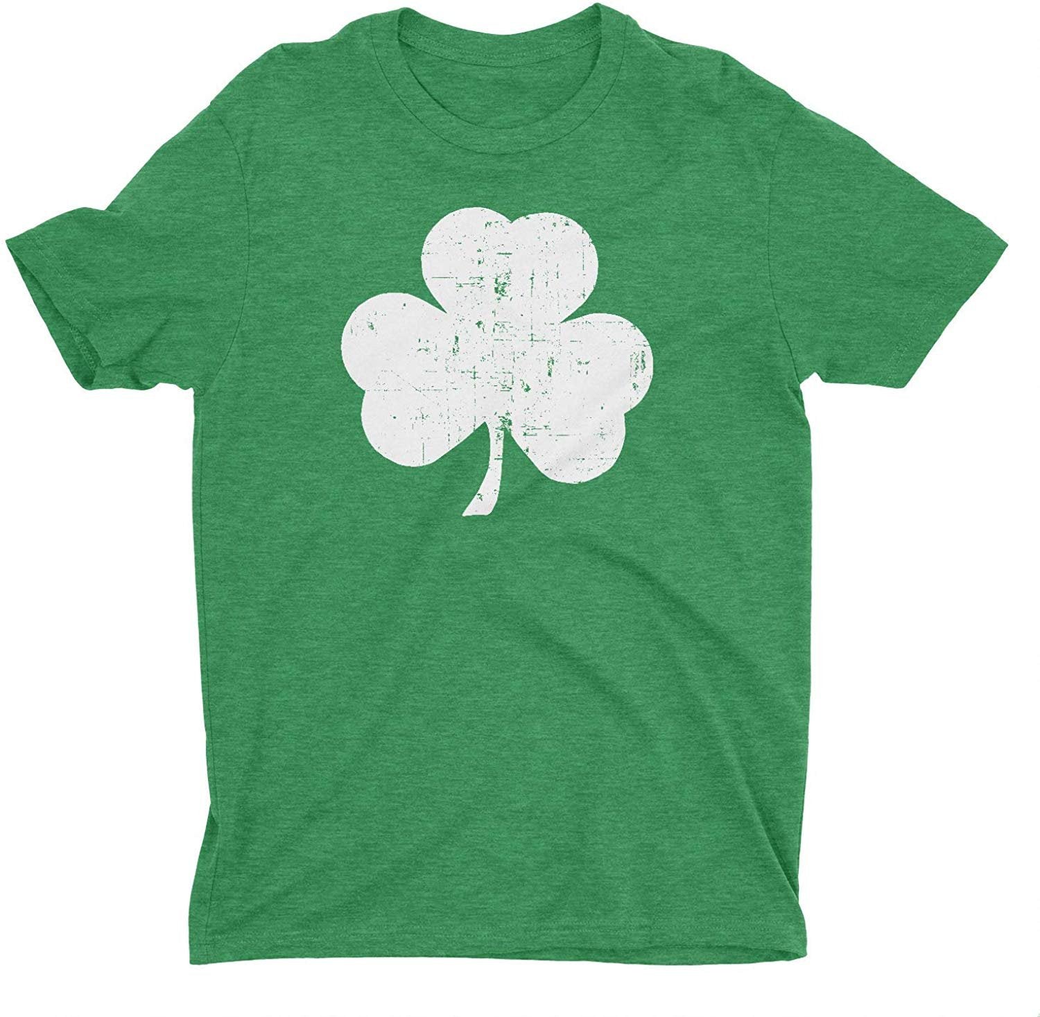 NYC FACTORY USA Screen Printed Shamrock Youth T-Shirt Distressed Tee Kids Irish Green