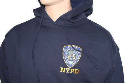 NYPD Embroidered Logo Hoodie Sweatshirt Navy Blue