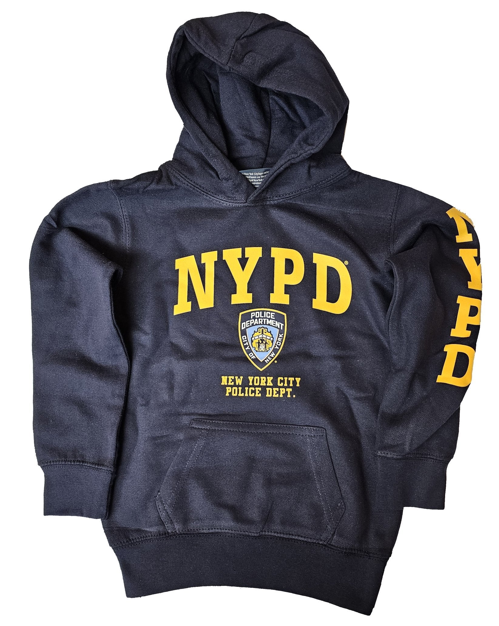 NYPD Kids Hoodie Sweatshirt Official New York Police Product (209, Navy & Gold, Youth)