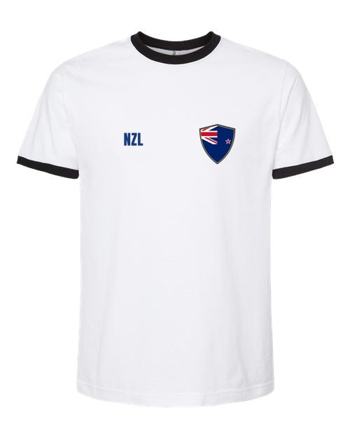 New Zealand Soccer Ringer Tee 2026 — Retro National Crest | NYC Factory