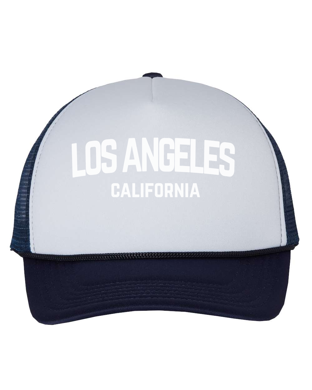 Los Angeles California White Retro Design Trucker Baseball Hat White/Navy