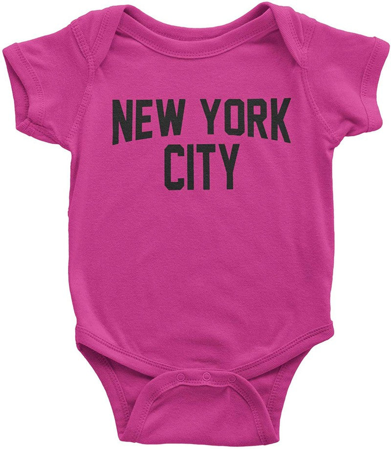 New York City Baby Bodysuit Screen Printed Soft Cotton Snapsuit