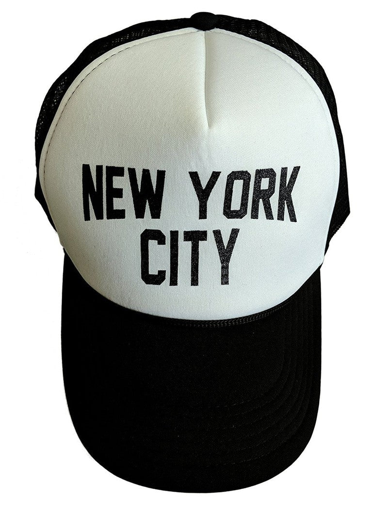 New York City Baseball Hat Screen-Printed Mesh Trucker Cap