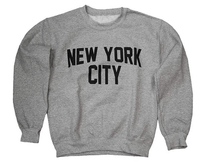 New York City Crewneck Sweatshirt Screen-Printed Lennon Heather Gray