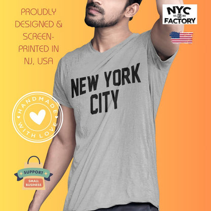 New York City Unisex T-Shirt Screen-Printed Heather Gray Tee