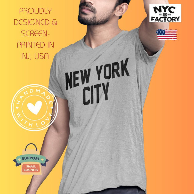 New York City Unisex T-Shirt Screen-Printed Heather Gray Tee