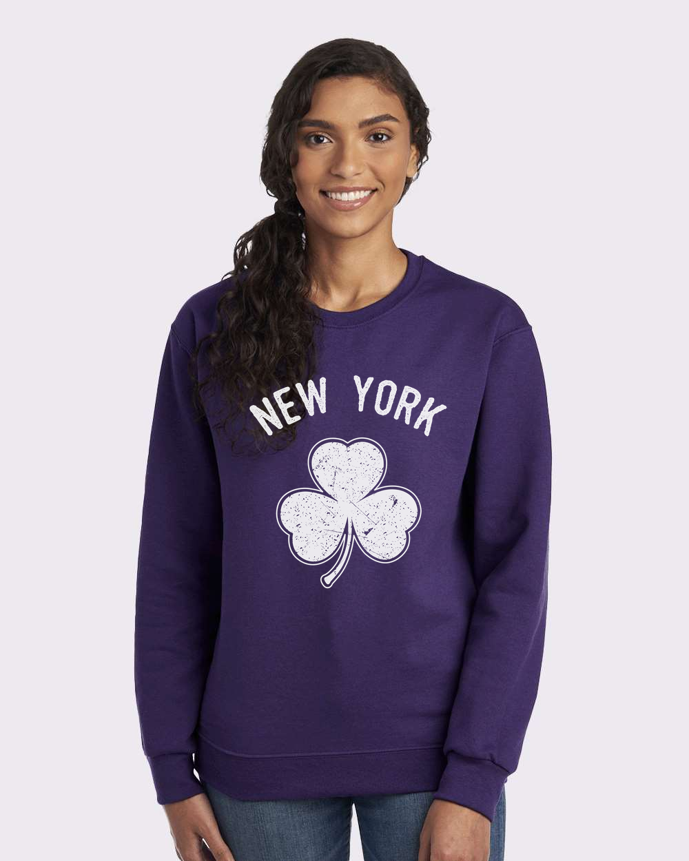 New York City Irish Shamrock Design Custom Crewneck Sweatshirt