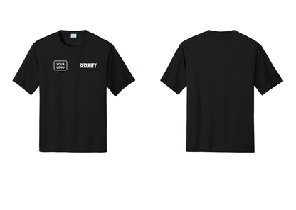 NYC Factory Men's Custom Logo Security Performance T-Shirt - SECURITY + Your Logo - Black