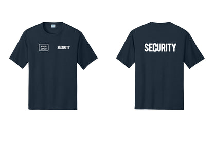 NYC Factory Men's Custom Logo Security Performance T-Shirt - SECURITY + Your Logo + Back - Navy