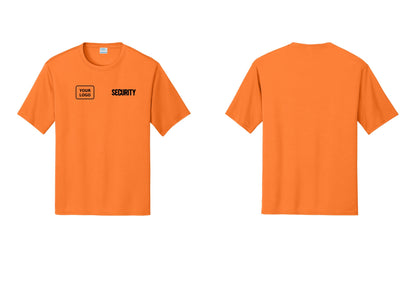 NYC Factory Men's Custom Logo Security Performance T-Shirt - SECURITY + Your Logo - Neon Orange