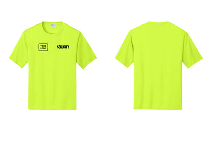 NYC Factory Men's Custom Logo Security Performance T-Shirt - SECURITY + Your Logo - Neon Yellow