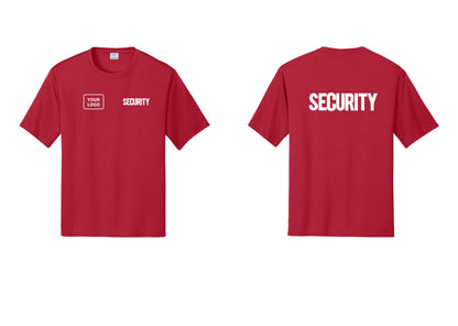 NYC Factory Men's Custom Logo Security Performance T-Shirt - SECURITY + Your Logo + Back - Red