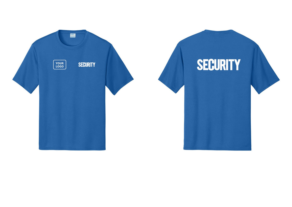 NYC Factory Men's Custom Logo Security Performance T-Shirt - SECURITY + Your Logo + Back - Royal