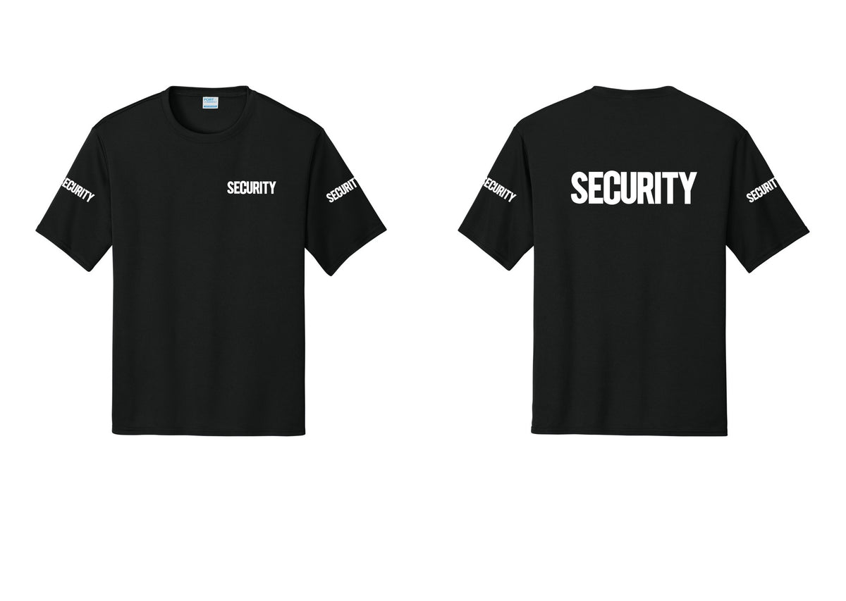 NYC Factory Men's Security Performance T-Shirt - Chest + Back + Security Sleeves - Black