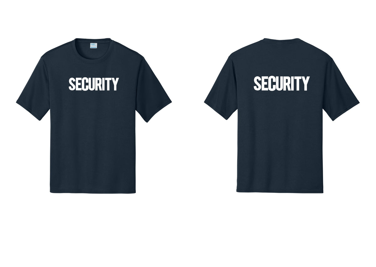 NYC Factory Men's Security Performance T-Shirt - Front + Back - Navy