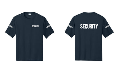 NYC Factory Men's Security Performance T-Shirt - Chest + Back + Security Sleeves - Navy