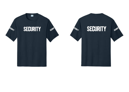 NYC Factory Men's Security Performance T-Shirt - Front + Back + Security Sleeves - Navy