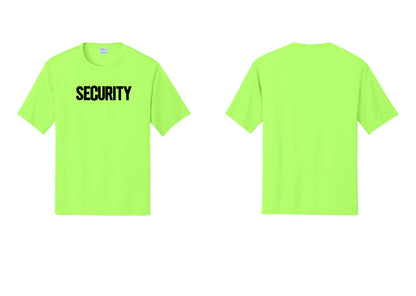 NYC Factory Men's Security Performance T-Shirt - Front Only - Neon Green