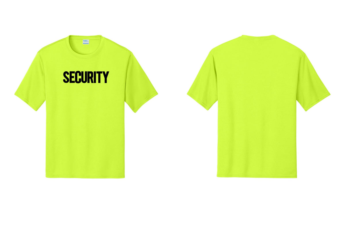 NYC Factory Men's Security Performance T-Shirt - Front Only - Neon Yellow