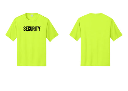 NYC Factory Men's Security Performance T-Shirt - Front Only - Neon Yellow
