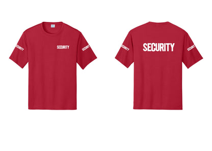NYC Factory Men's Security Performance T-Shirt - Chest + Back + Security Sleeves - Red