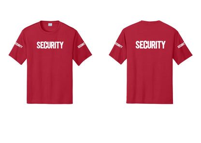NYC Factory Men's Security Performance T-Shirt - Front + Back + Security Sleeves - Red